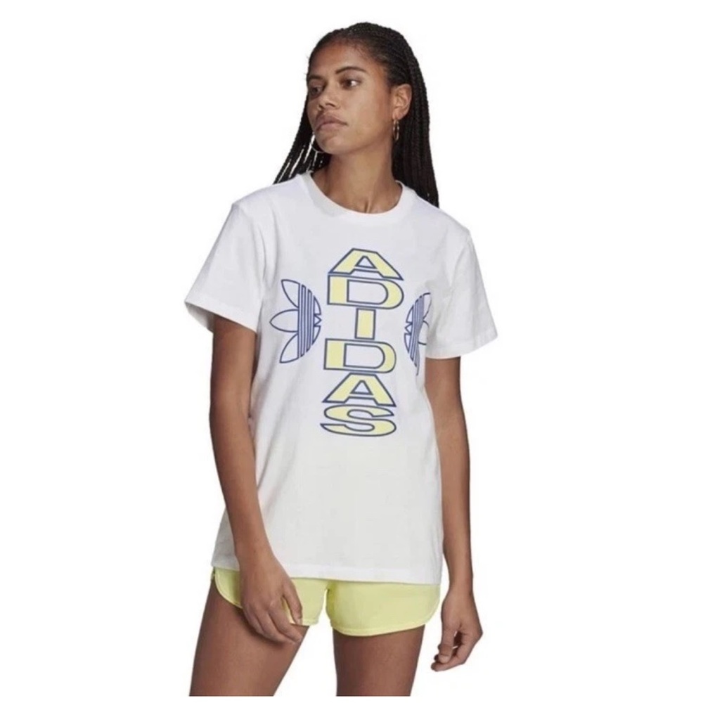 Adidas Originals Womens Loose Collegiate Tee - White UK 12 US 8 Short Sleeve NWT
